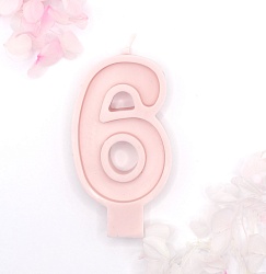 Свеча цифра "6" розовая